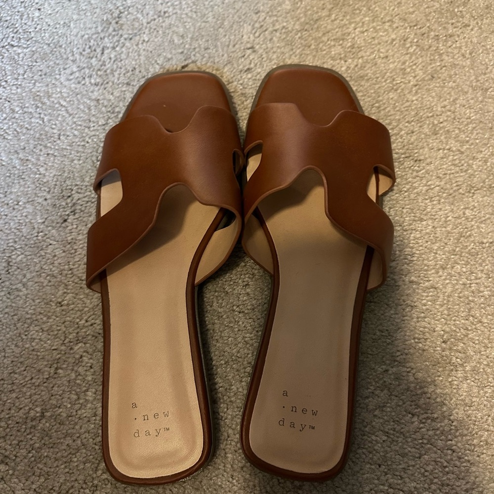 A New Day Women's Tan Slide Sandals